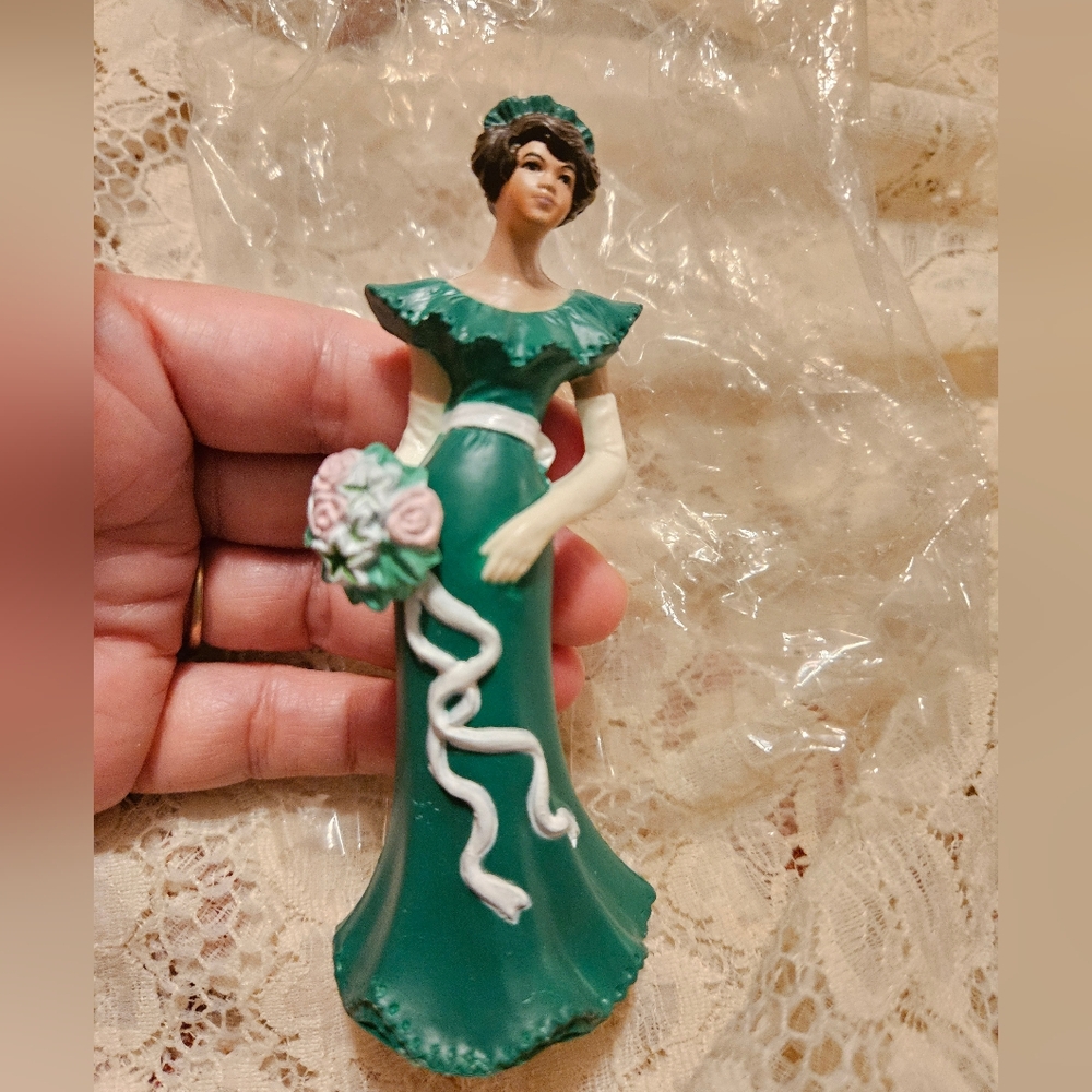 Vintage Cake Topper Bridesmaid in Green Wilton Figure for Cake Decorating